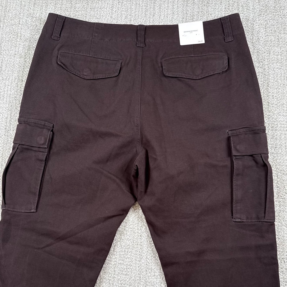 NEW Banana Republic Mens 34x32 (Actual 34x30) Brown Tapered Moleskin Cargo Pants - Picture 4 of 11